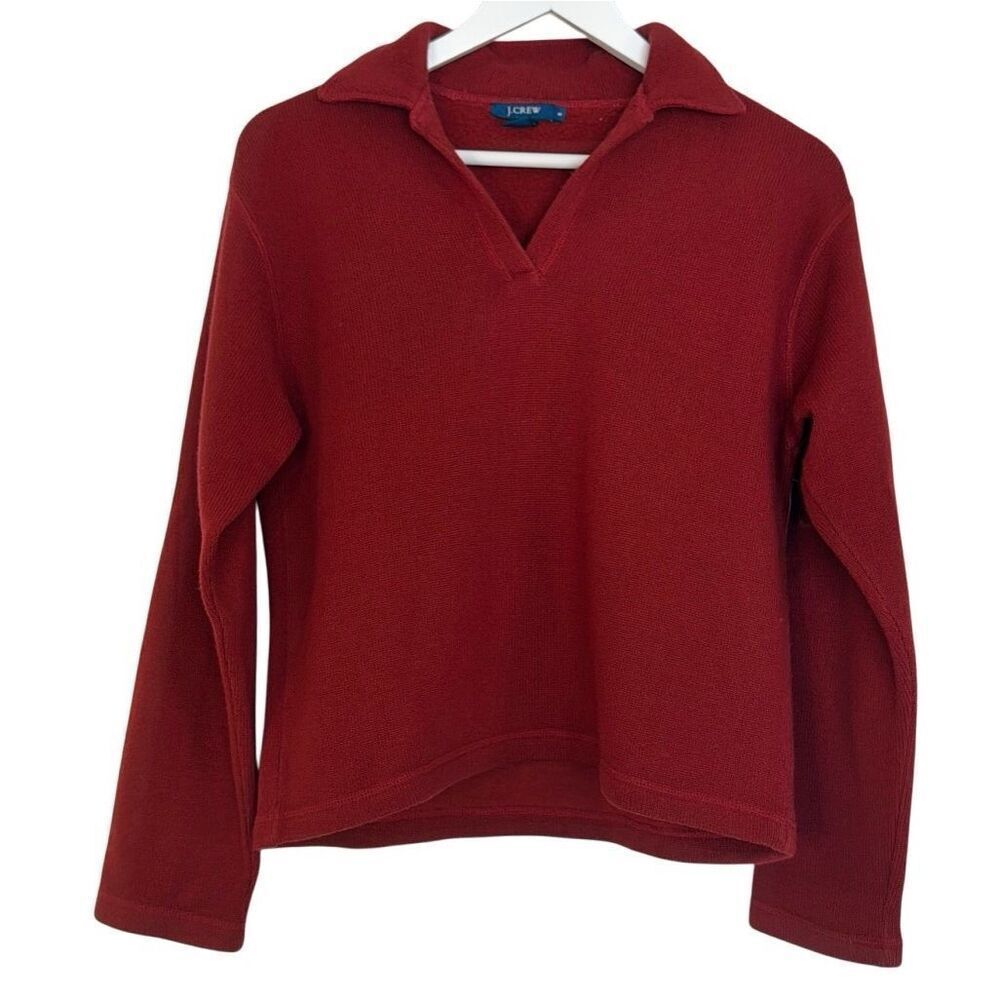 J.crew vintage red Lambswool cotton blend collared sweater small - Picture 6 of 10